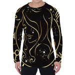 Gold And Black Virgo Sign Print Men's Long Sleeve T-Shirt