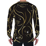 Gold And Black Virgo Sign Print Men's Long Sleeve T-Shirt