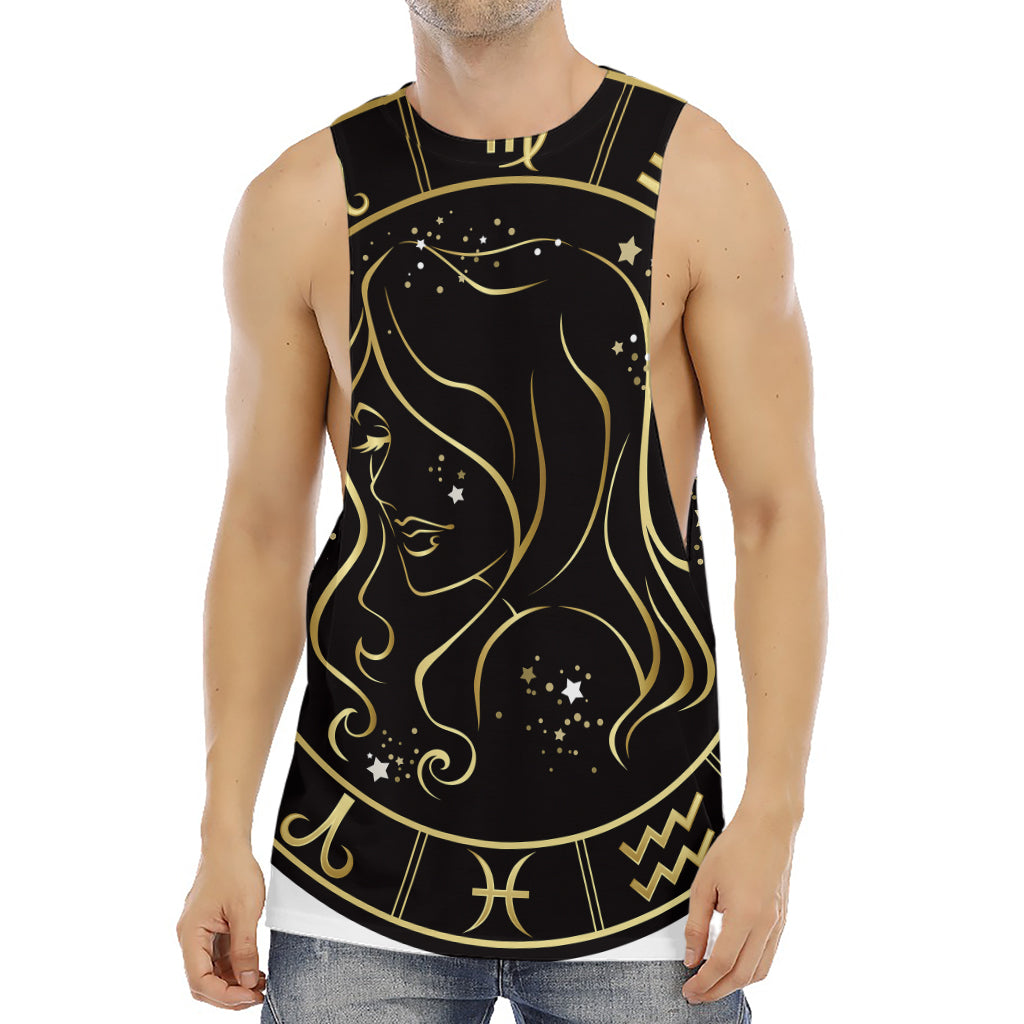 Gold And Black Virgo Sign Print Men's Muscle Tank Top