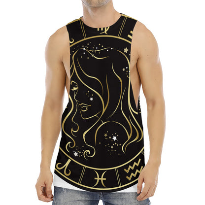 Gold And Black Virgo Sign Print Men's Muscle Tank Top