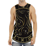 Gold And Black Virgo Sign Print Men's Muscle Tank Top