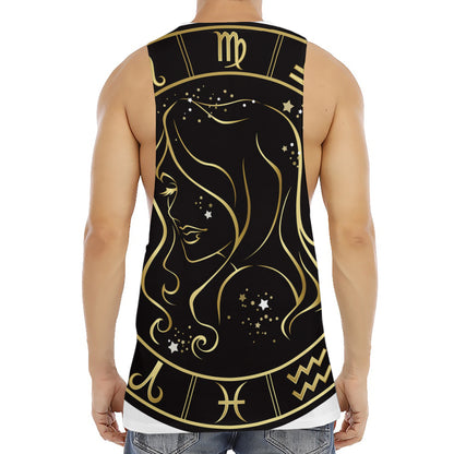 Gold And Black Virgo Sign Print Men's Muscle Tank Top