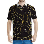 Gold And Black Virgo Sign Print Men's Polo Shirt