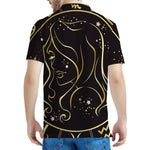 Gold And Black Virgo Sign Print Men's Polo Shirt