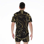 Gold And Black Virgo Sign Print Men's Rompers