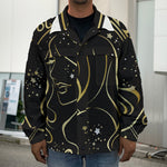 Gold And Black Virgo Sign Print Men's Shirt Jacket