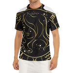 Gold And Black Virgo Sign Print Men's Short Sleeve Rash Guard