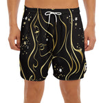 Gold And Black Virgo Sign Print Men's Split Running Shorts