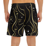 Gold And Black Virgo Sign Print Men's Split Running Shorts