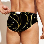 Gold And Black Virgo Sign Print Men's Swim Briefs