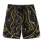 Gold And Black Virgo Sign Print Men's Swim Trunks