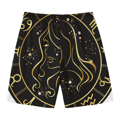 Gold And Black Virgo Sign Print Men's Swim Trunks