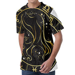 Gold And Black Virgo Sign Print Men's Velvet T-Shirt
