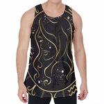 Gold And Black Virgo Sign Print Men's Velvet Tank Top