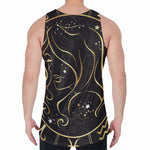 Gold And Black Virgo Sign Print Men's Velvet Tank Top