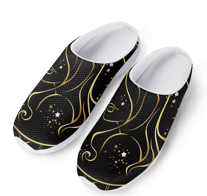 Gold And Black Virgo Sign Print Mesh Casual Shoes