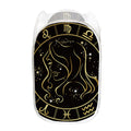 Gold And Black Virgo Sign Print Mesh Laundry Hamper