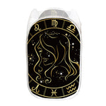 Gold And Black Virgo Sign Print Mesh Laundry Hamper