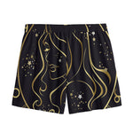 Gold And Black Virgo Sign Print Mesh Shorts