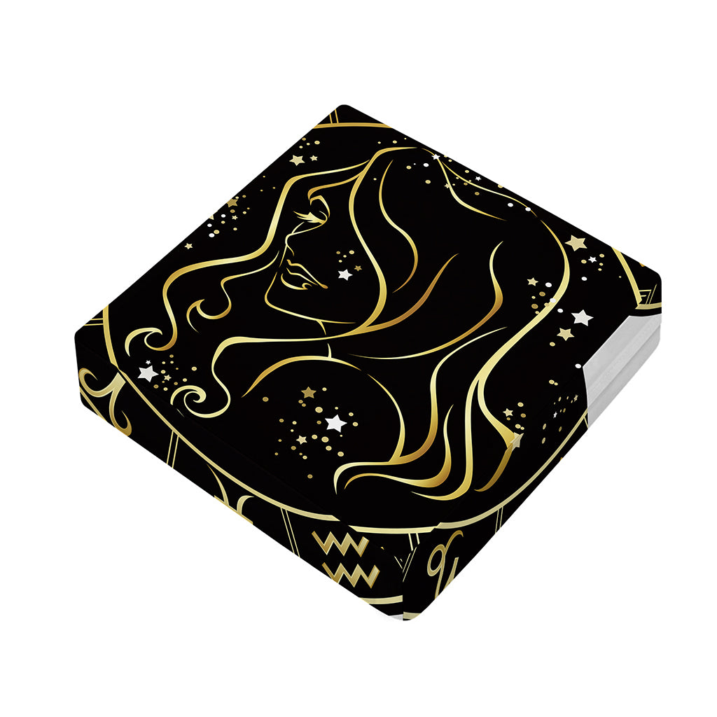 Gold And Black Virgo Sign Print Outdoor Seat Cushion Cover