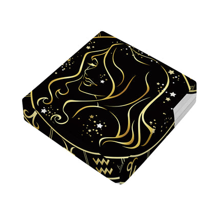 Gold And Black Virgo Sign Print Outdoor Seat Cushion Cover