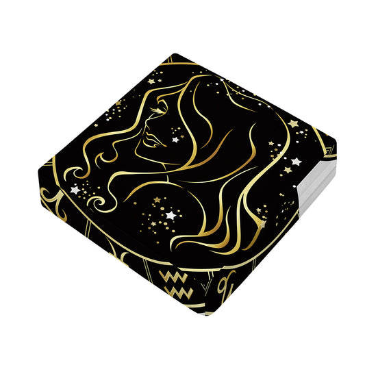 Gold And Black Virgo Sign Print Outdoor Seat Cushion Cover