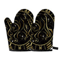 Gold And Black Virgo Sign Print Oven Mitts