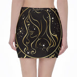 Gold And Black Virgo Sign Print Pencil Mini Skirt