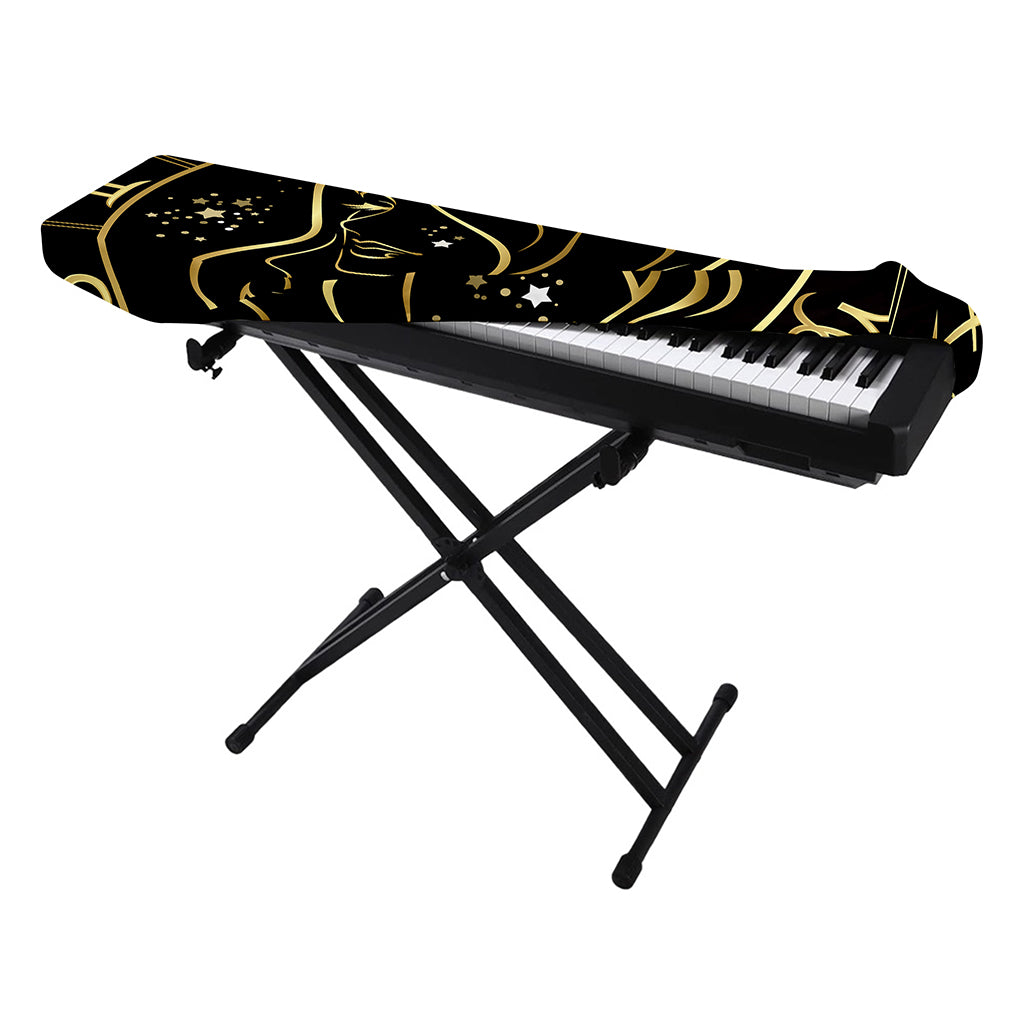 Gold And Black Virgo Sign Print Piano Keyboard Cover