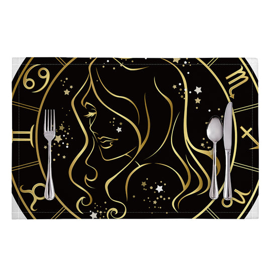 Gold And Black Virgo Sign Print Placemat