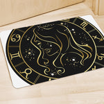 Gold And Black Virgo Sign Print Polyester Doormat