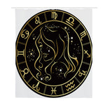 Gold And Black Virgo Sign Print Polyester Shower Curtain