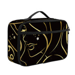 Gold And Black Virgo Sign Print Portable Lunch Bag