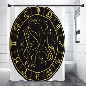 Gold And Black Virgo Sign Print Premium Shower Curtain