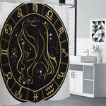 Gold And Black Virgo Sign Print Premium Shower Curtain