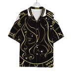 Gold And Black Virgo Sign Print Rayon Hawaiian Shirt