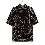 Gold And Black Virgo Sign Print Rayon Hawaiian Shirt