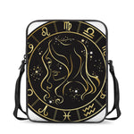 Gold And Black Virgo Sign Print Rectangular Crossbody Bag