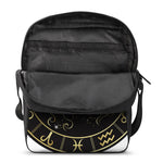 Gold And Black Virgo Sign Print Rectangular Crossbody Bag