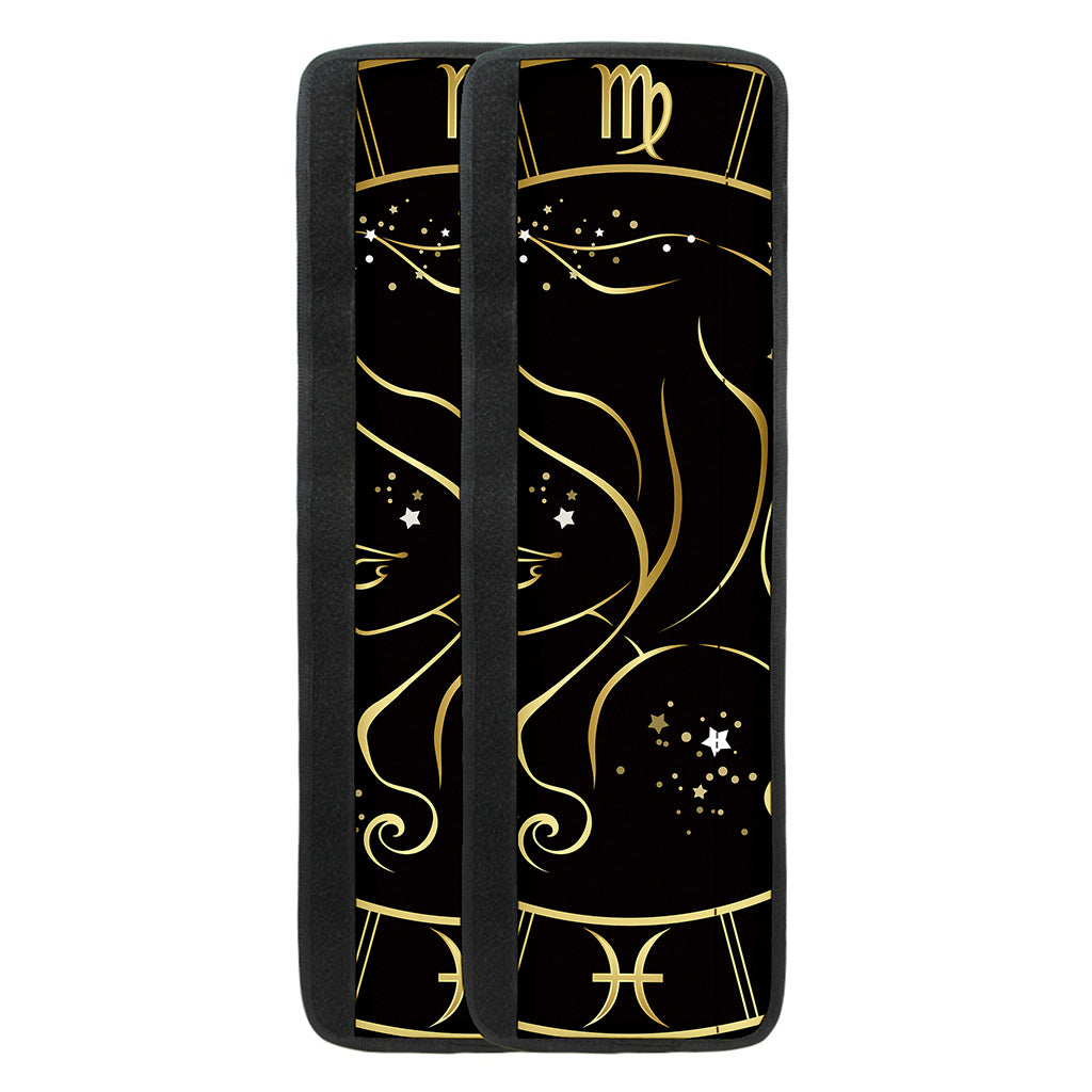 Gold And Black Virgo Sign Print Refrigerator Handle Covers