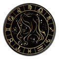 Gold And Black Virgo Sign Print Round Floor Mat