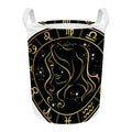 Gold And Black Virgo Sign Print Round Laundry Basket