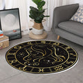 Gold And Black Virgo Sign Print Round Rug