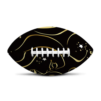 Gold And Black Virgo Sign Print Rugby Ball
