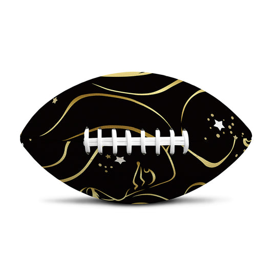 Gold And Black Virgo Sign Print Rugby Ball