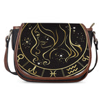 Gold And Black Virgo Sign Print Saddle Bag
