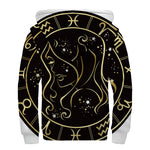Gold And Black Virgo Sign Print Sherpa Lined Zip Up Hoodie