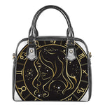 Gold And Black Virgo Sign Print Shoulder Handbag