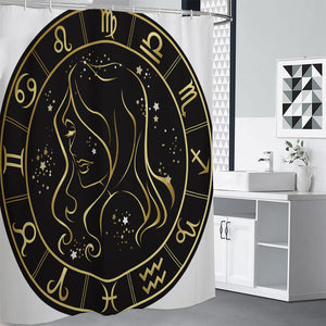 Gold And Black Virgo Sign Print Shower Curtain