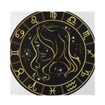 Gold And Black Virgo Sign Print Silk Bandana